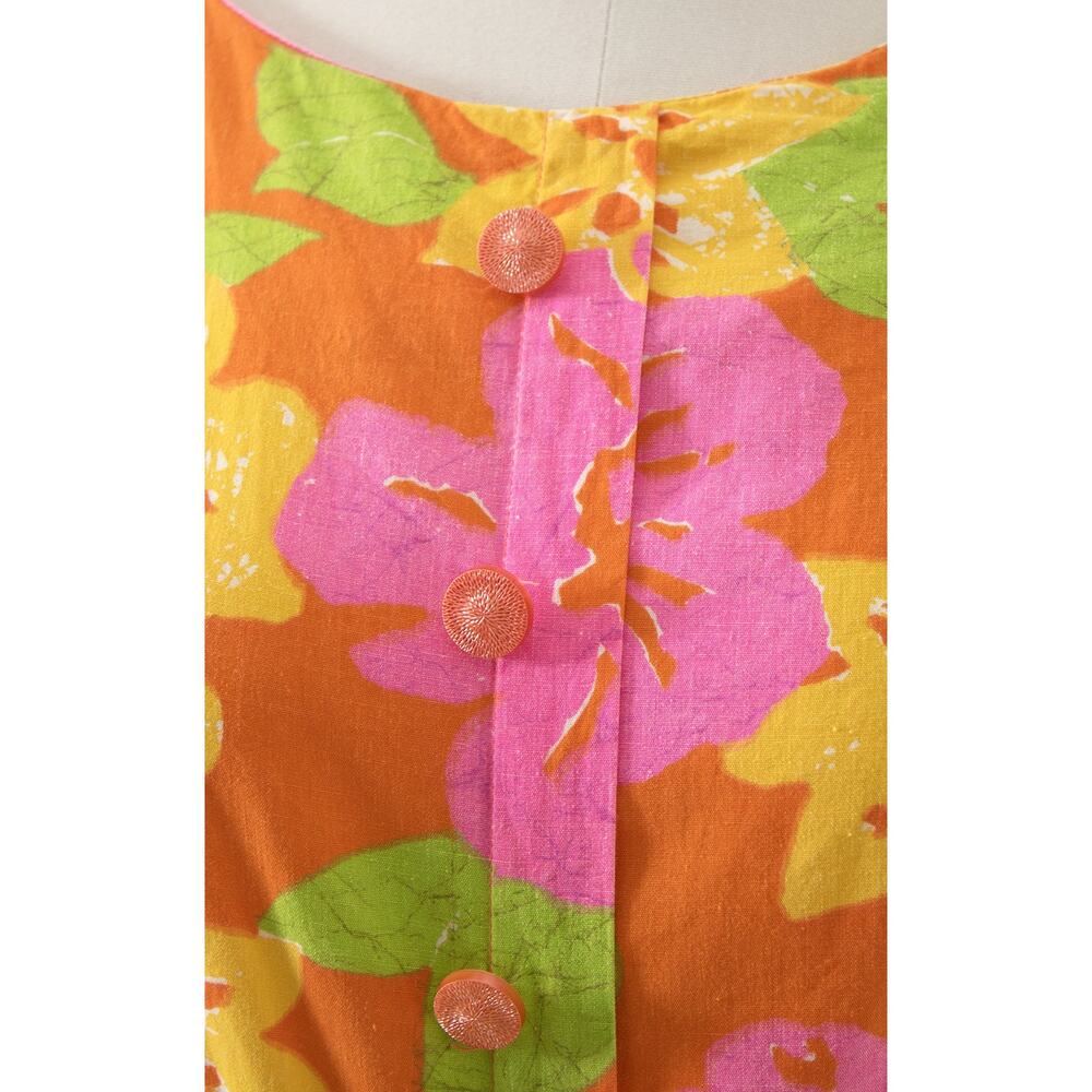 Vintage 1950s Dress 50s MODE O DAY Pink Floral Print Cotton Full Skirt Fit Flare - Picture 7 of 9